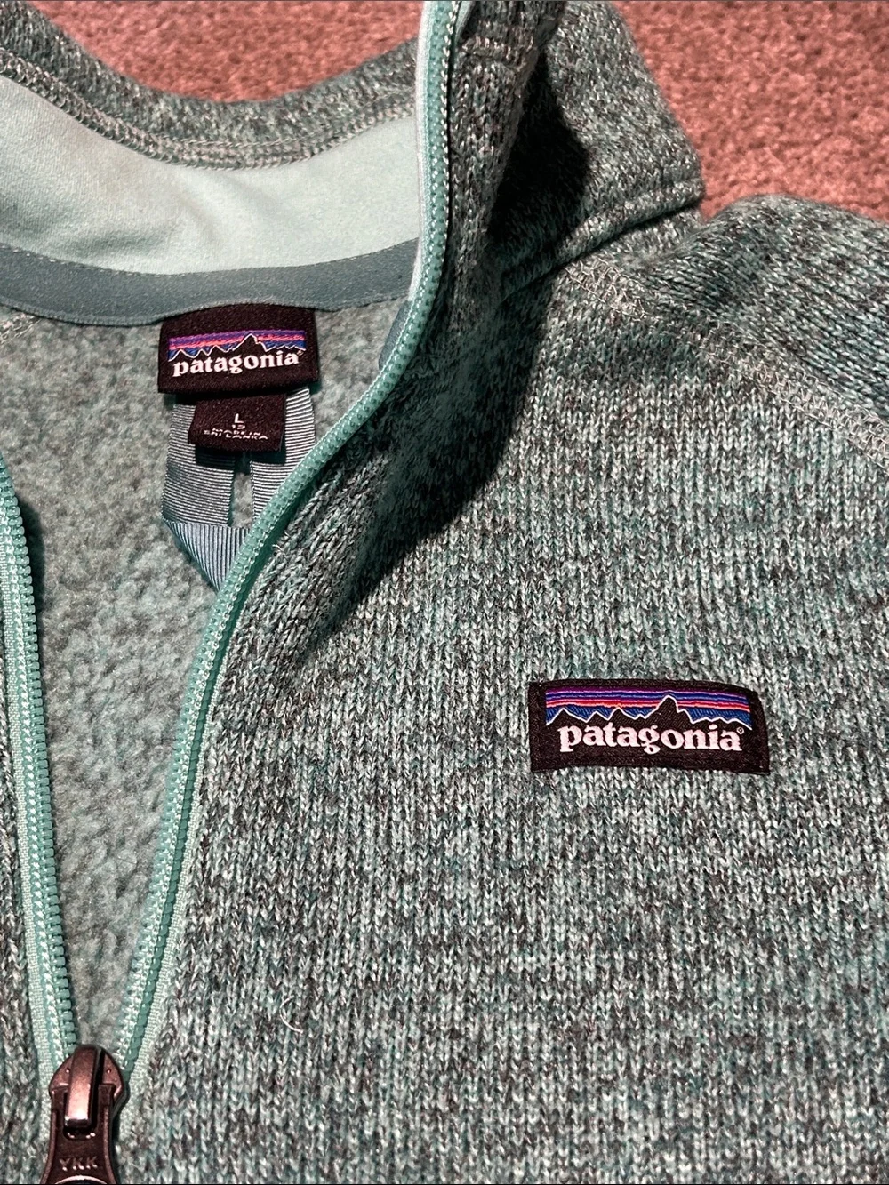Patagonia Heathered Mint Quarter-Zip Fleece Pullover